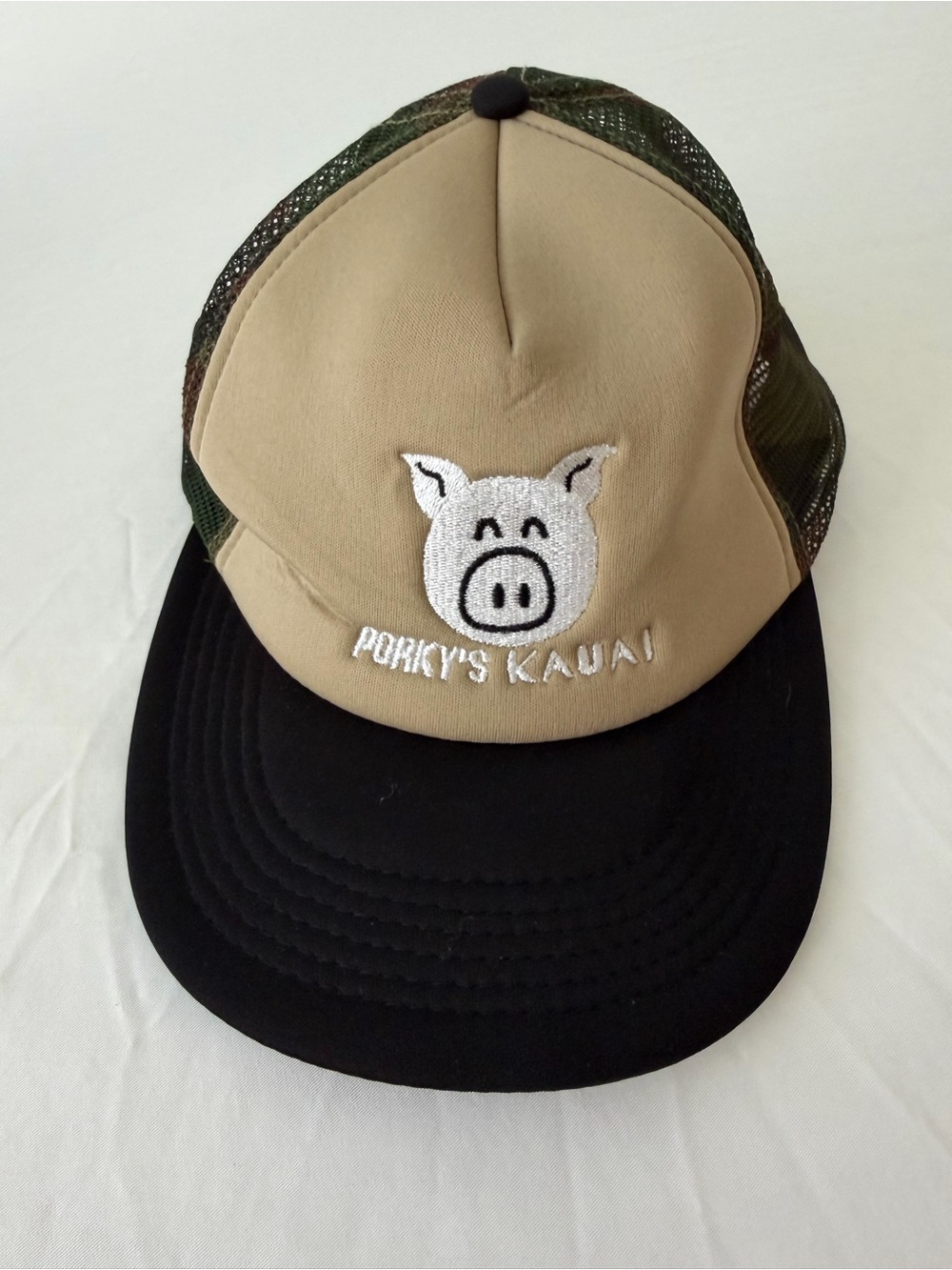 District Tan and Black Porky's Kauai Mesh Trucker Hat